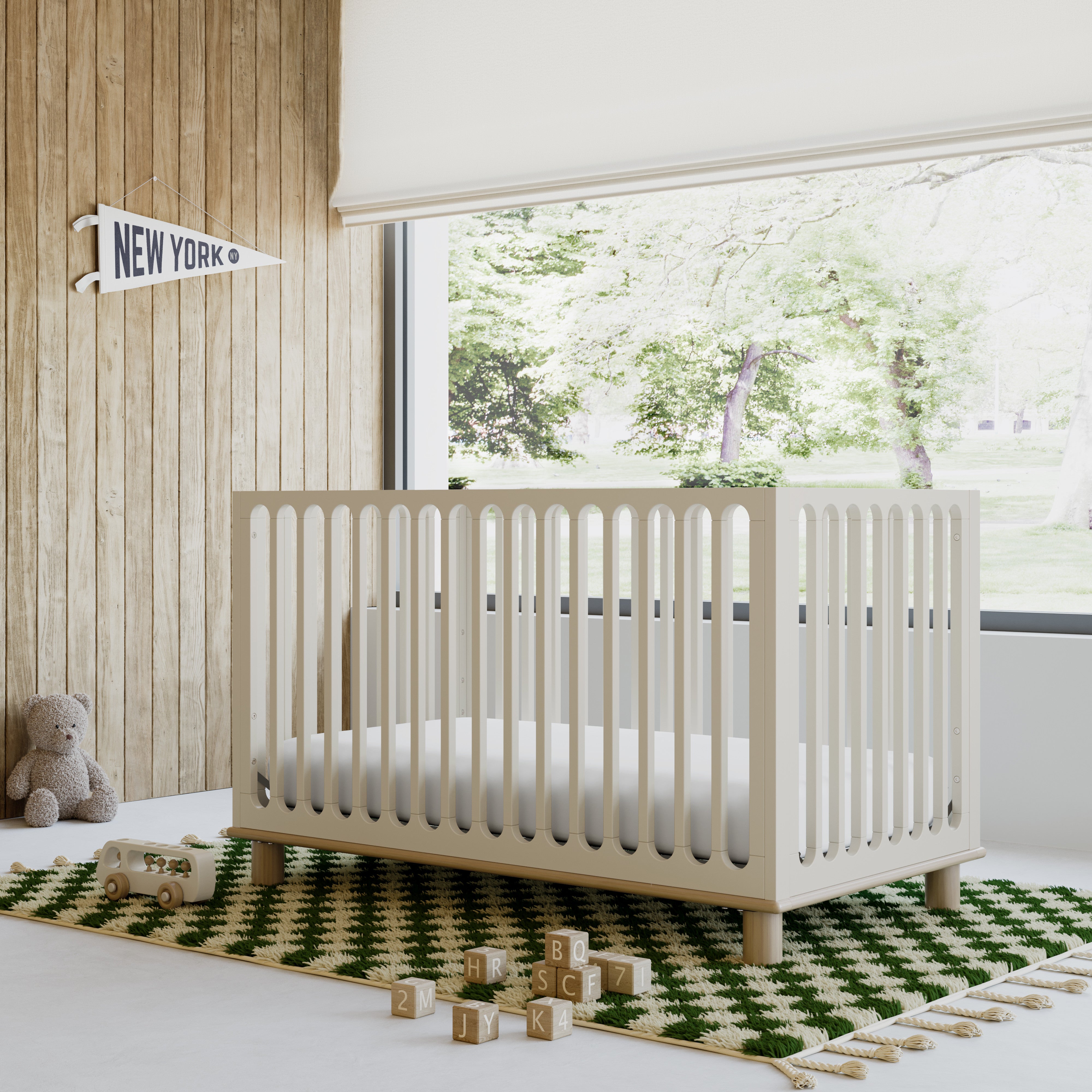 Sicily frosted oat with driftwood crib in a nursery
