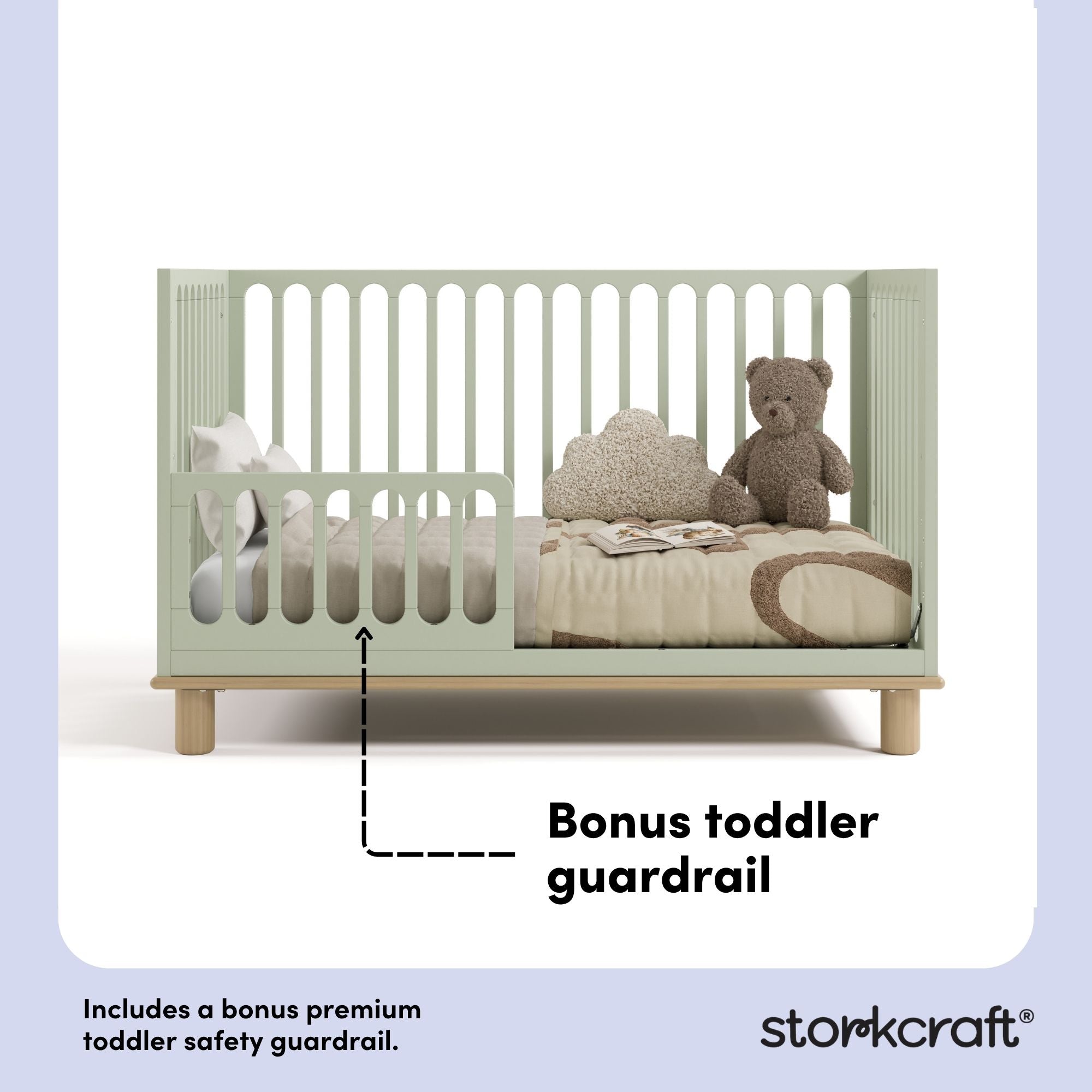 sicily sage with driftwood crib toddler bed conversion callout