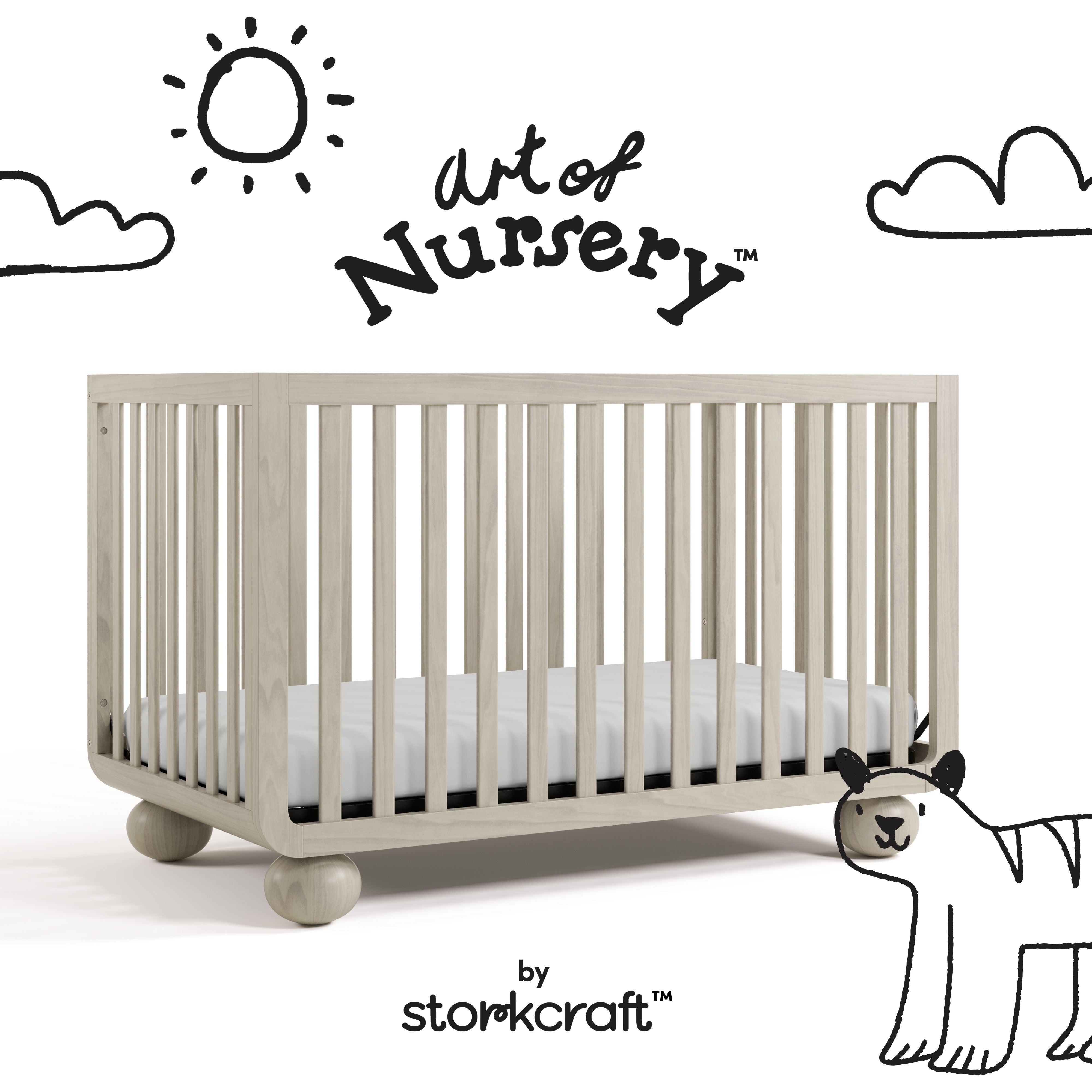 Storkcraft Amalfi Crib in Frosted Oat Callout image