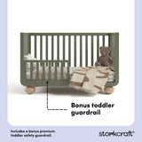 Amalfi olive with driftwood crib bonus toddler guardrail callout
