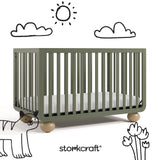 Amalfi olive with driftwood crib with black doodles overlaid on image