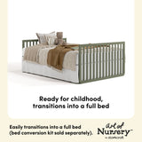 Amalfi olive with driftwood crib full-size bed callout