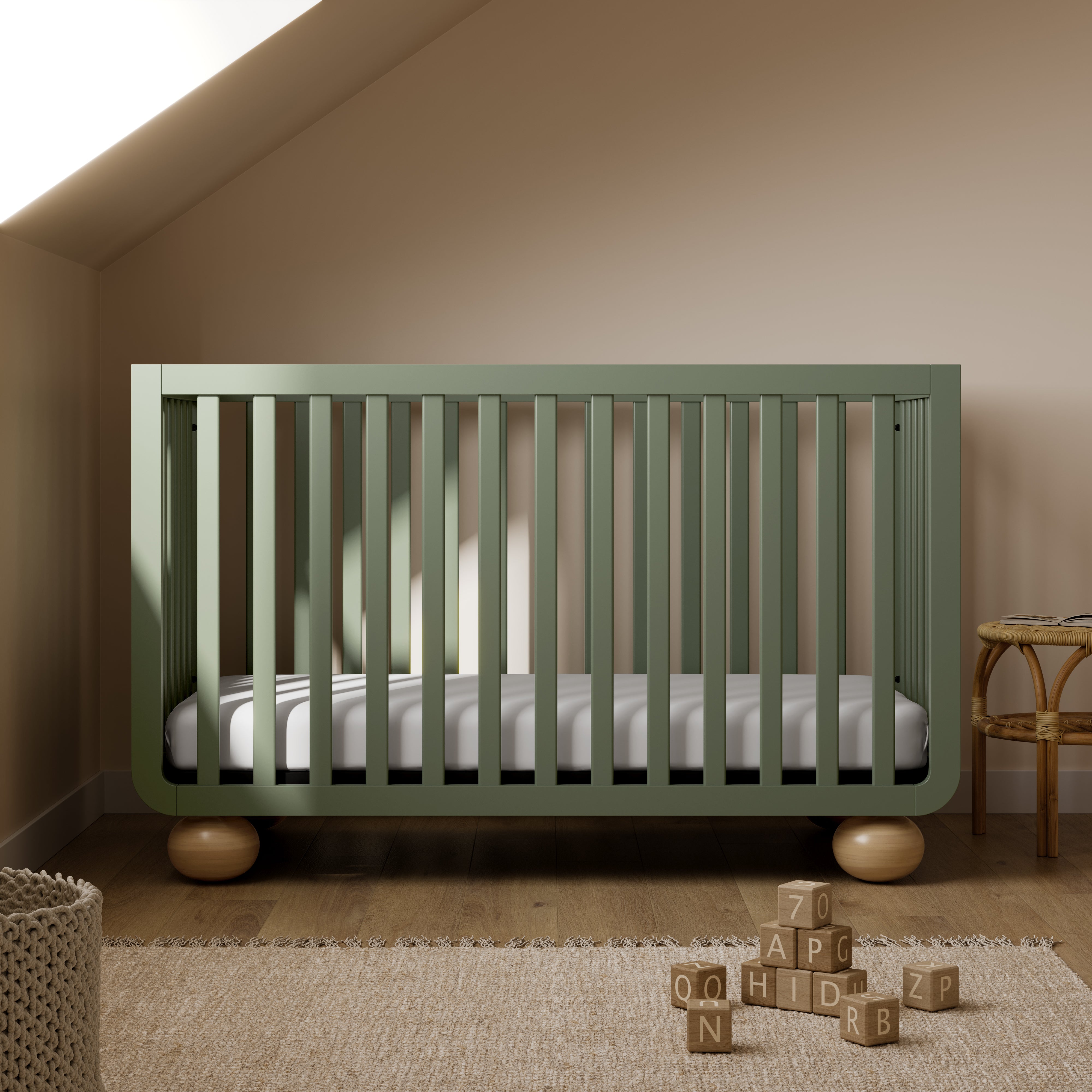 Amalfi olive with driftwood crib in nursery