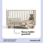 Amalfi frosted oat with driftwood crib bonus toddler guardrail callout