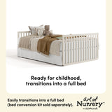 Amalfi frosted oat with driftwood crib full-size bed callout