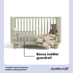 Amalfi sage with driftwood crib bonus toddler guardrail callout