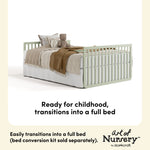 Amalfi sage with driftwood crib full-size bed callout
