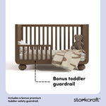 Amalfi hazelnut crib bonus toddler guardrail callout
