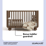 Amalfi hazelnut crib bonus toddler guardrail callout