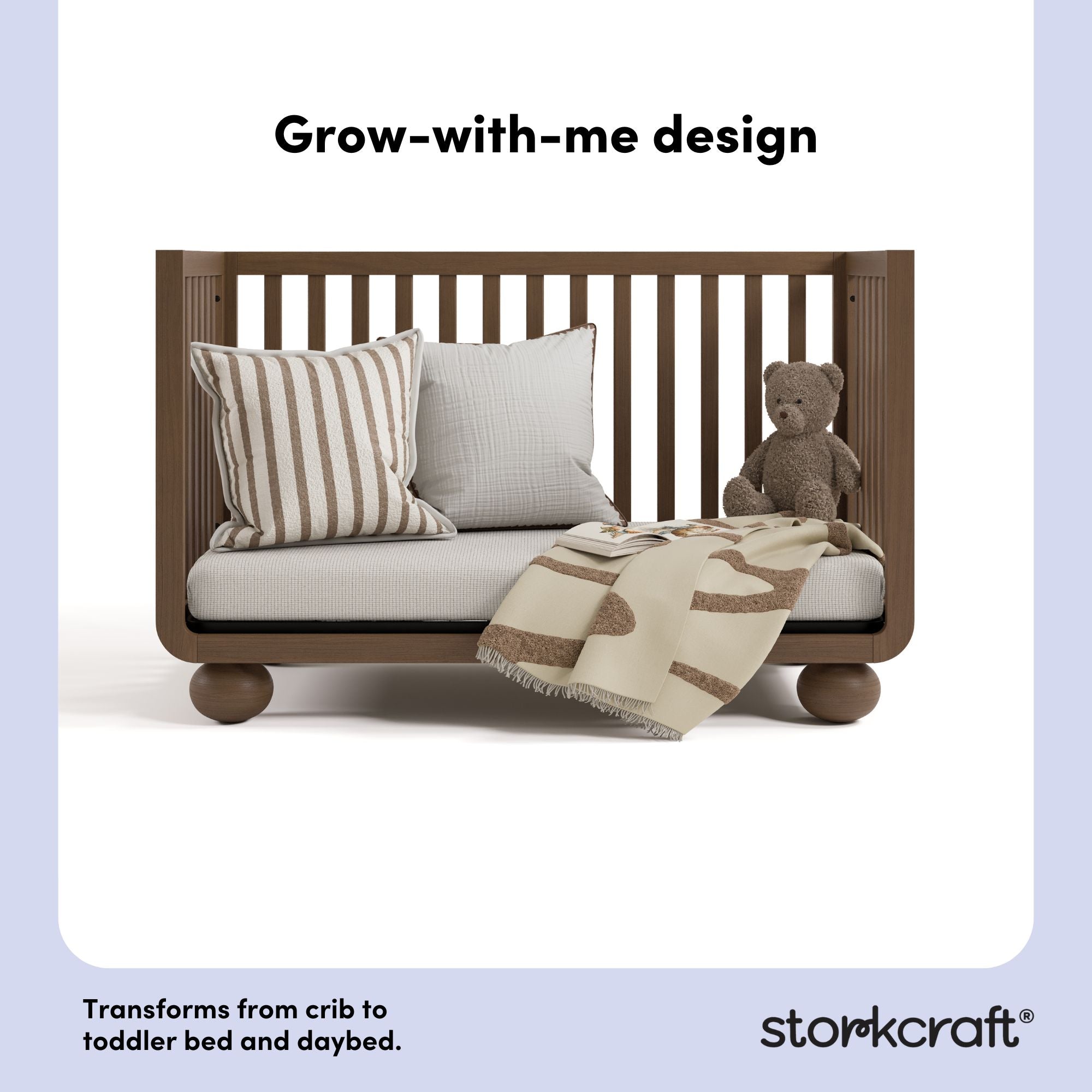 Amalfi hazelnut crib daybed callout