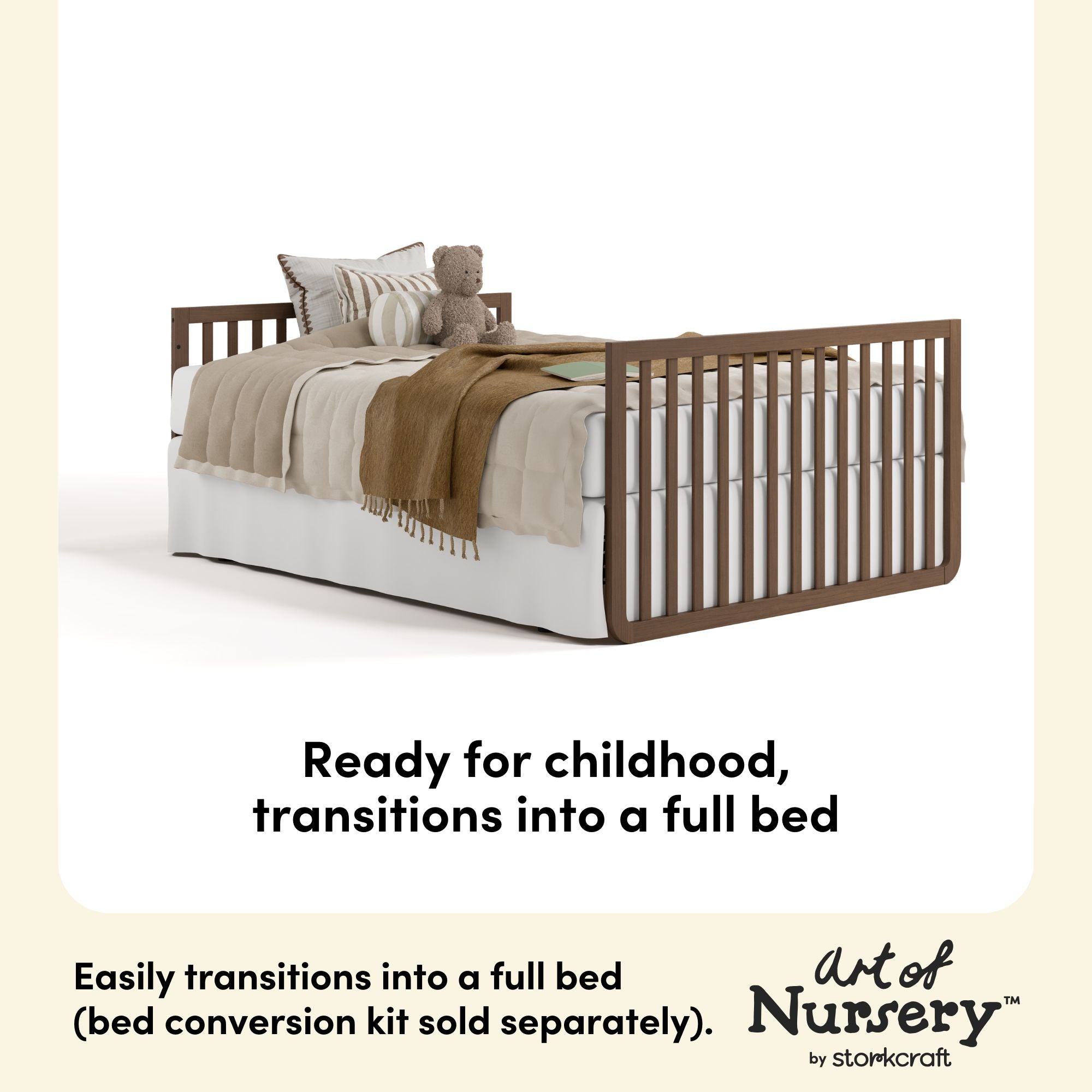 Amalfi hazelnut crib full-size bed callout