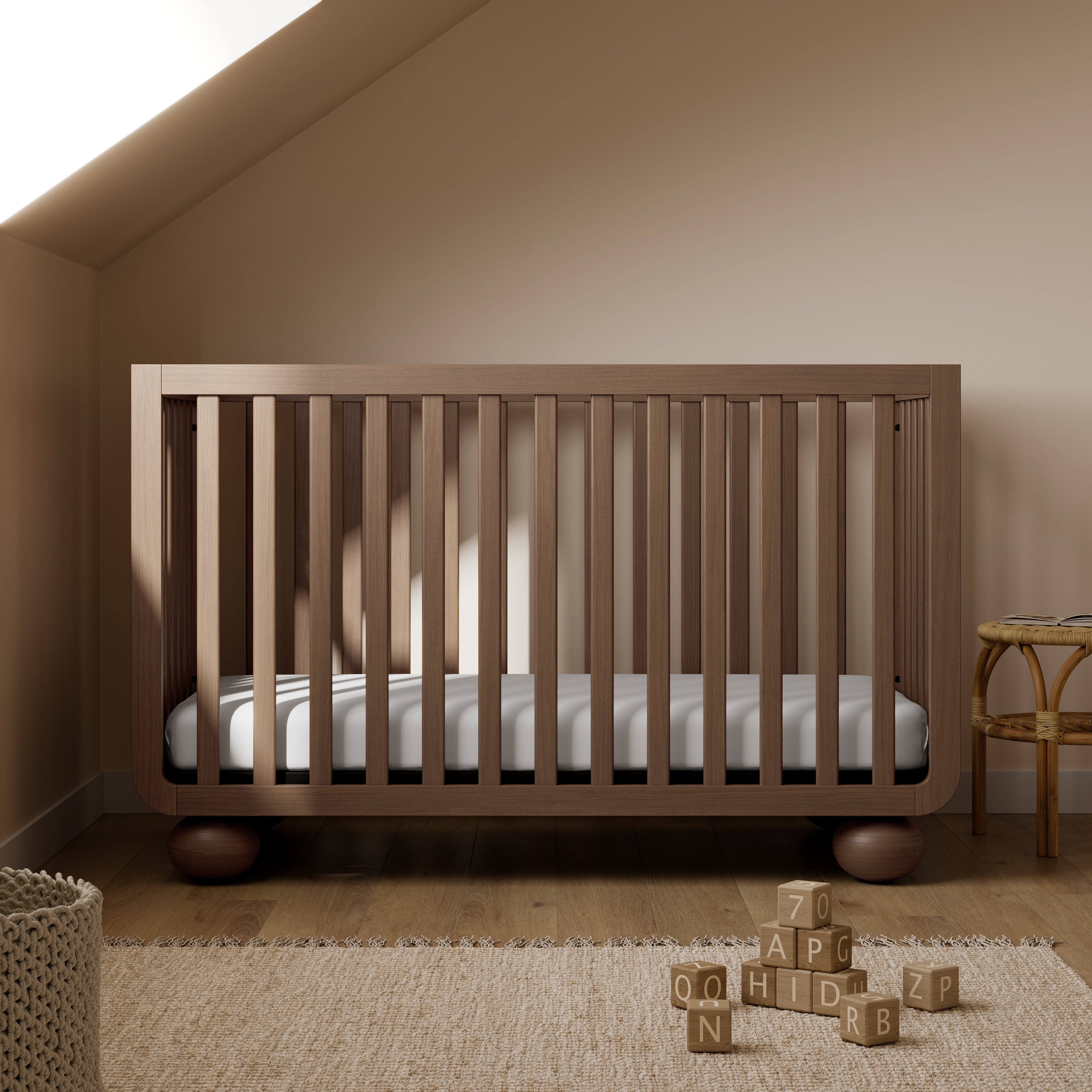 Amalfi hazelnut crib in nursery