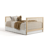 Rio driftwood crib converted to full-size bed with footboard