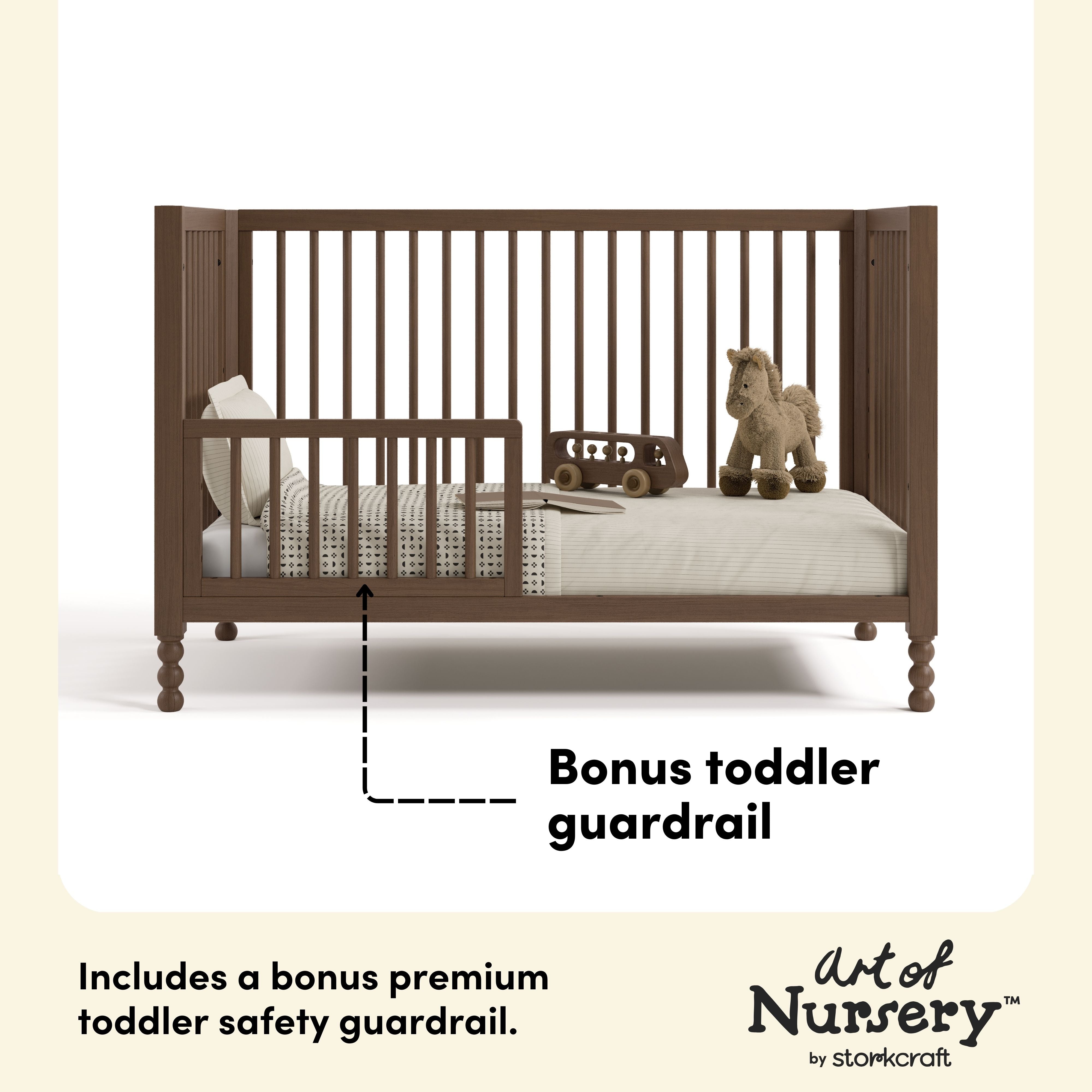 Rio hazelnut crib toddler guardrail callout