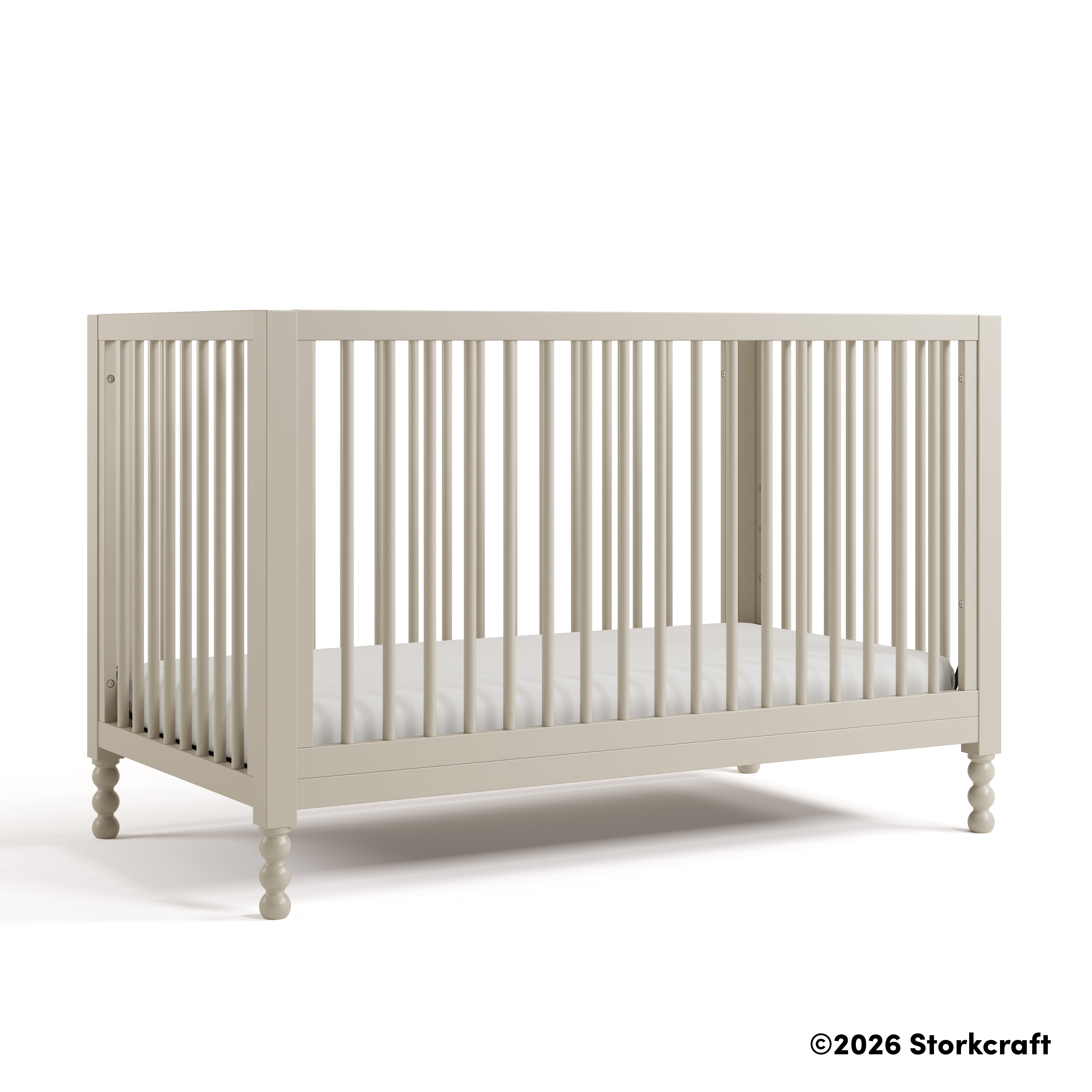 Storkcraft Rio 5-in-1 Convertible Crib with Toddler Guardrail in Frosted Oat