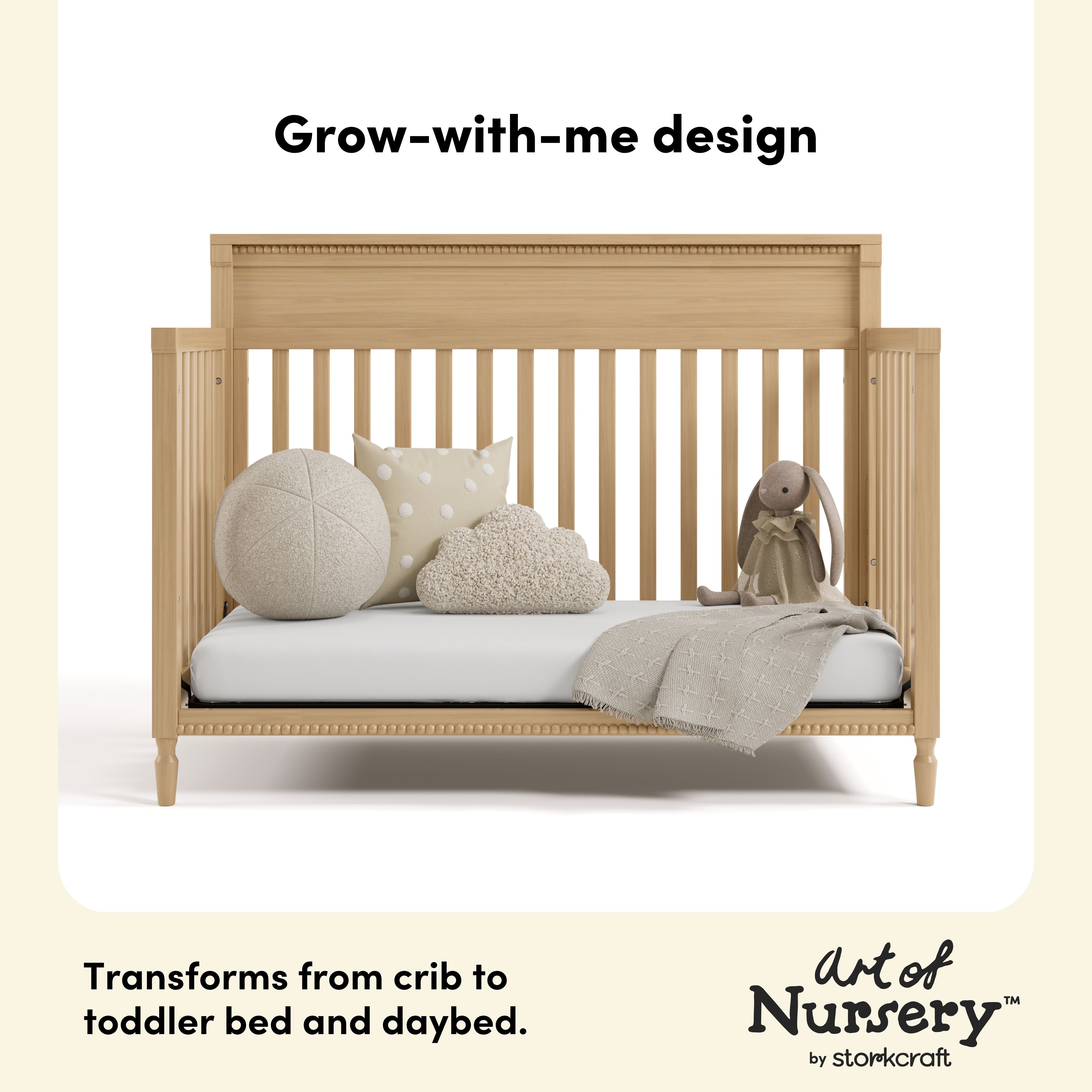 Valencia driftwood crib daybed and toddler bed conversion callout