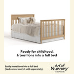 Valencia driftwood crib full-size bed conversion callout