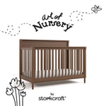 Valencia hazelnut crib with black doodles overlaid on image