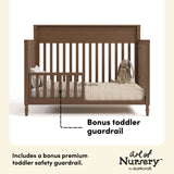 Valencia hazelnut crib toddler guardrail callout
