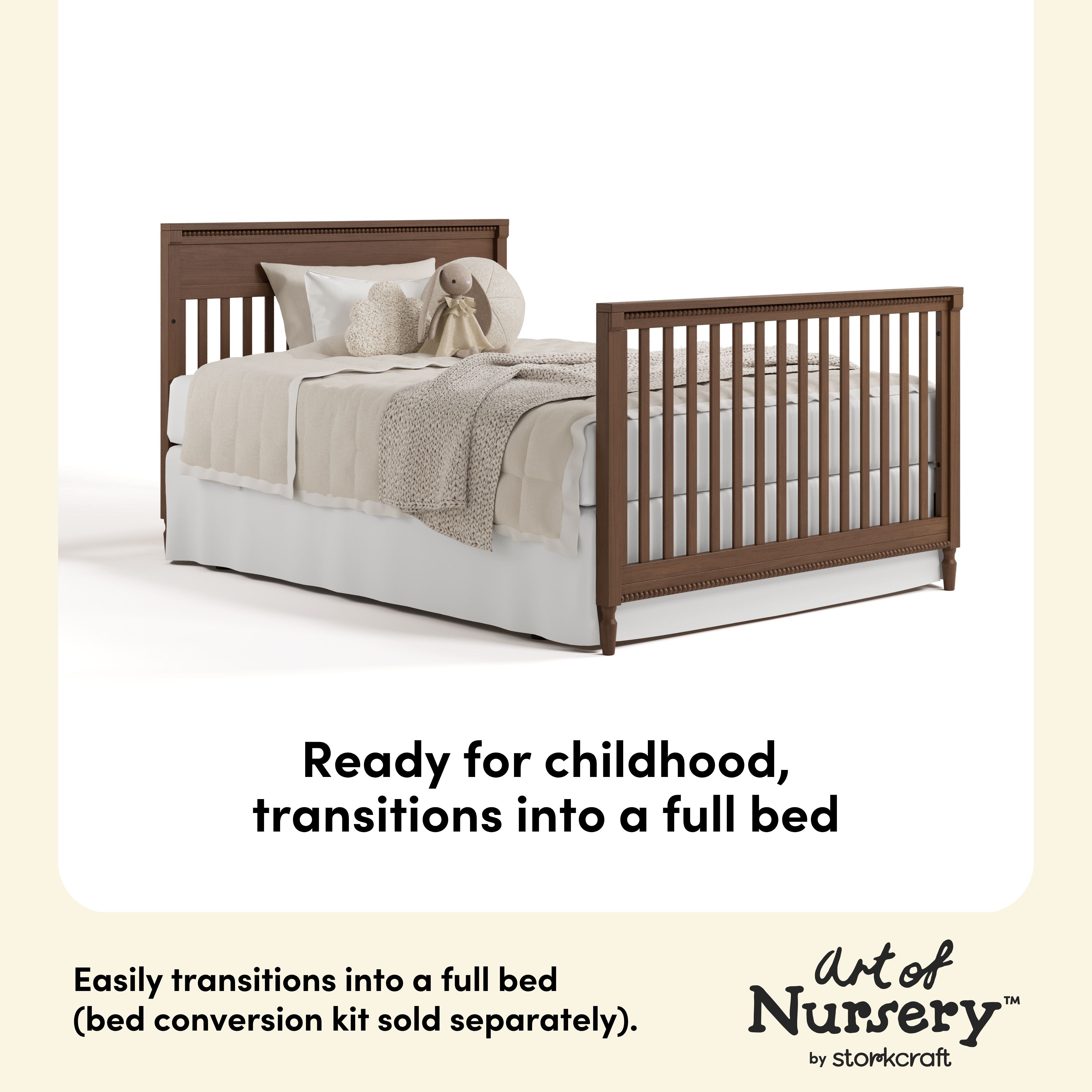 Valencia hazelnut crib full-size bed conversion callout