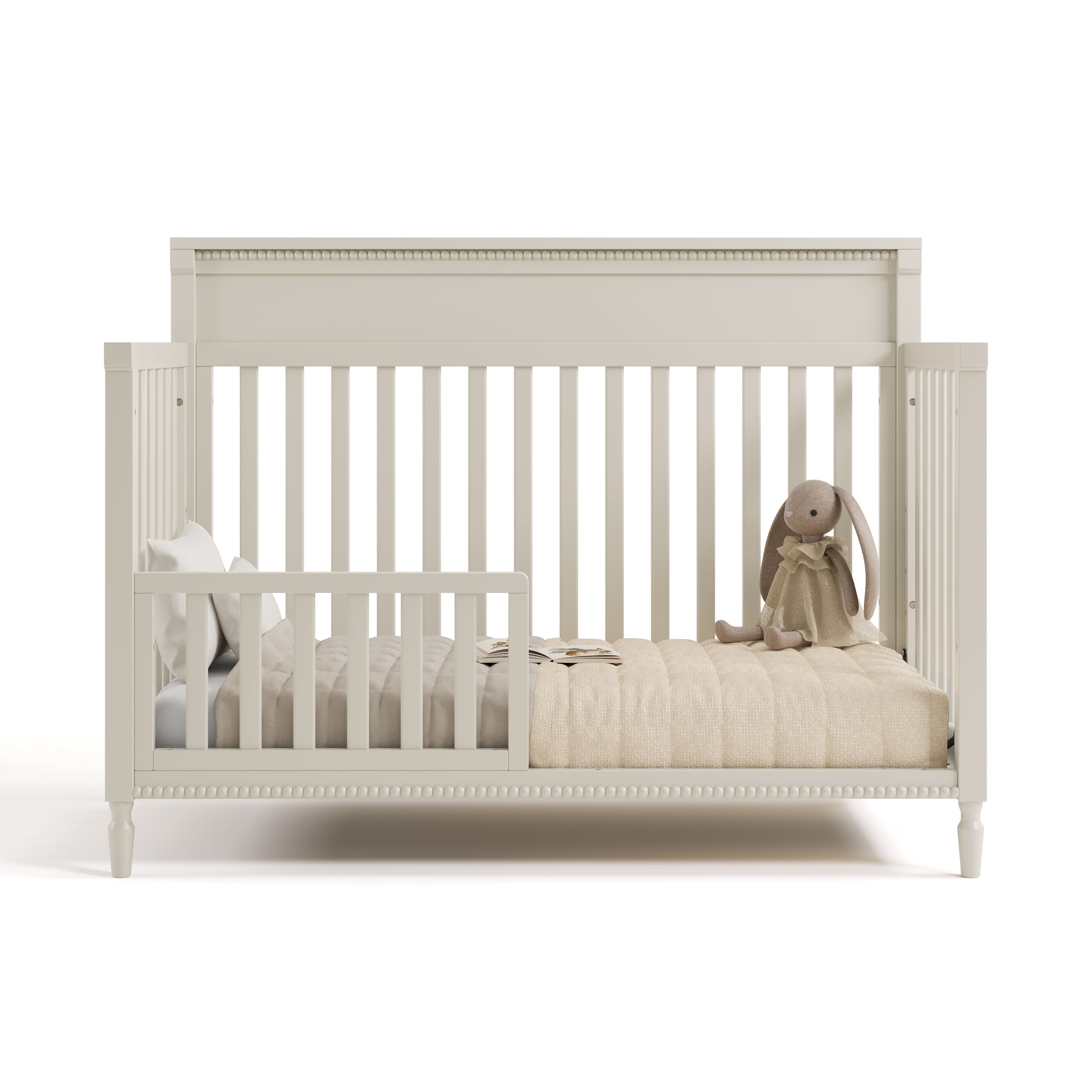 Valencia frosted oat crib converted to toddler bed