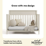 Valencia frosted oat crib daybed and toddler bed conversion callout