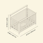 Valencia crib line drawing with dimensions