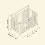 Valencia crib line drawing with dimensions