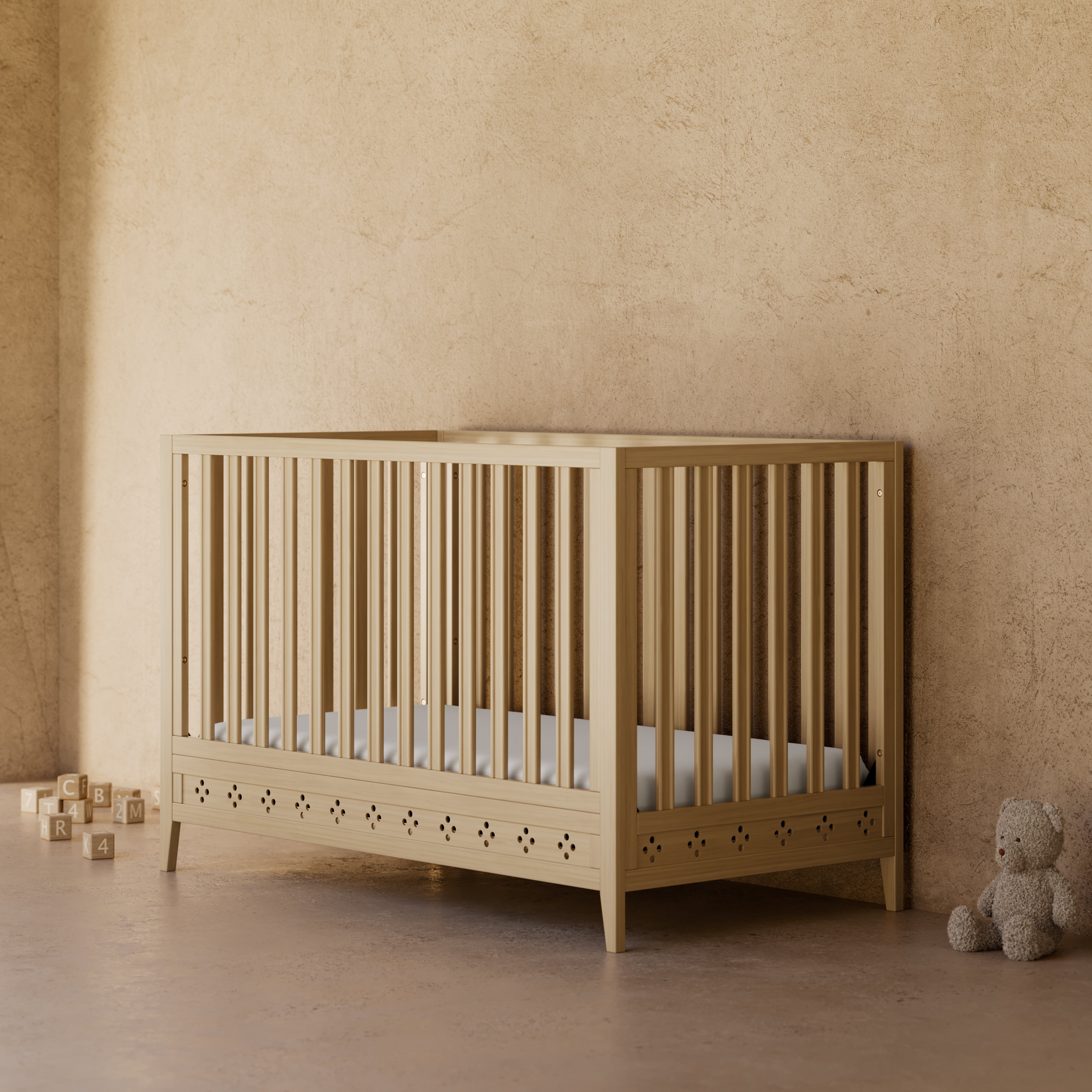 Mallorca driftwood crib in a nursery