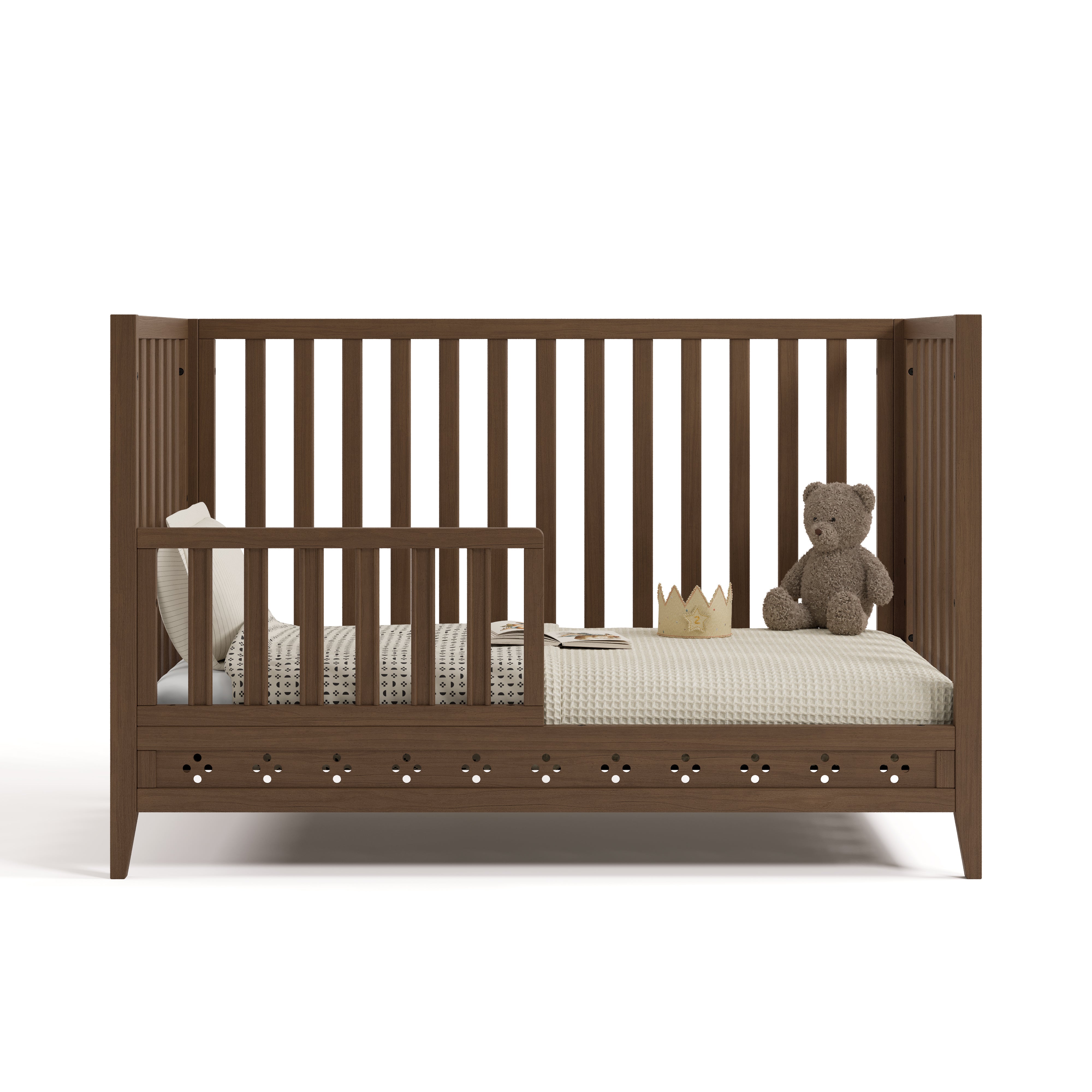 Mallorca hazelnut crib converted to toddler bed