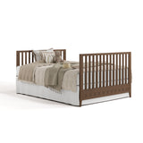 Mallorca hazelnut crib converted to full bed with footboard