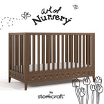 Mallorca hazelnut crib with black doodles overlaid on image