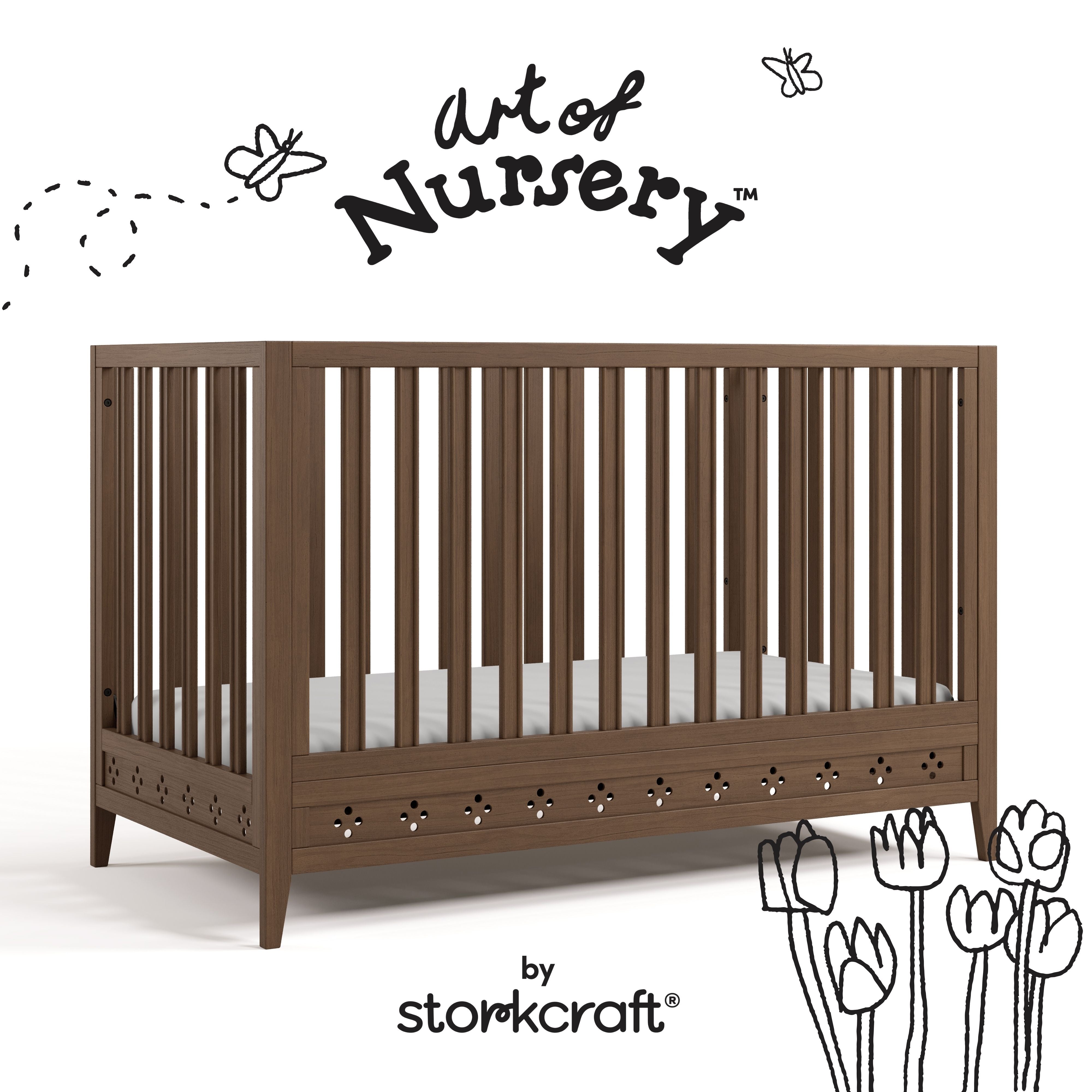 Mallorca hazelnut crib with black doodles overlaid on image