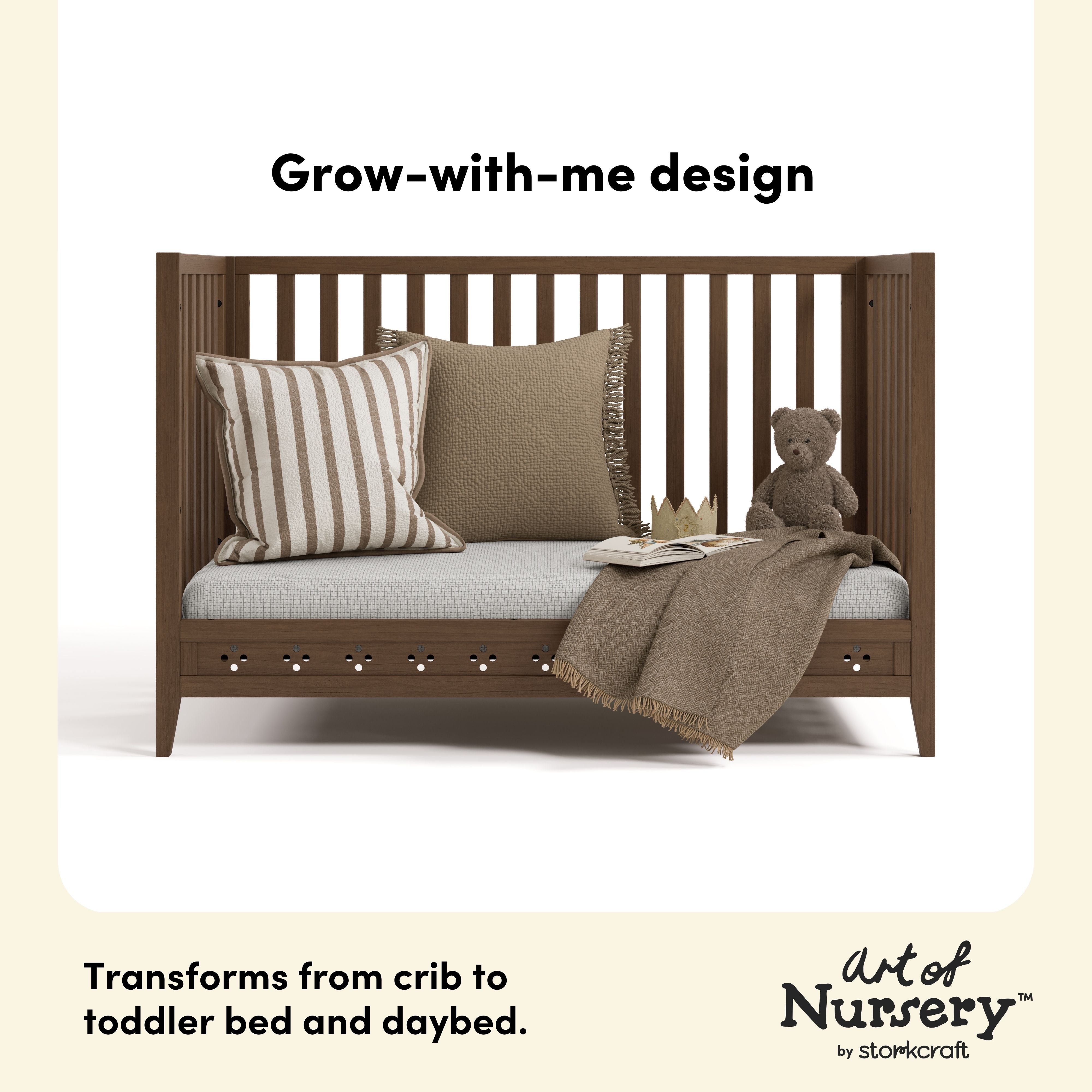 Mallorca hazelnut crib toddler bed and daybed conversion callout