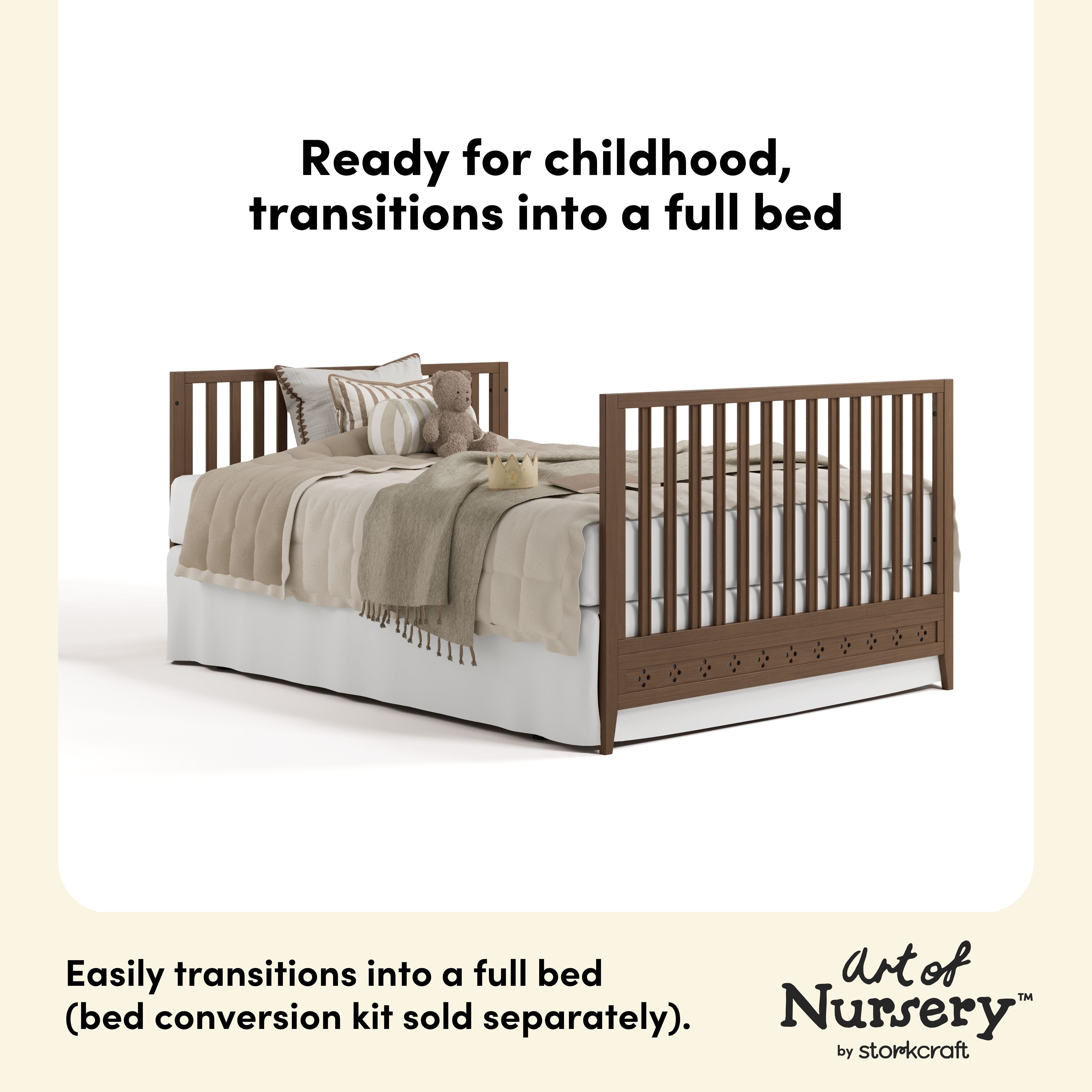 Mallorca hazelnut crib full bed conversion callout