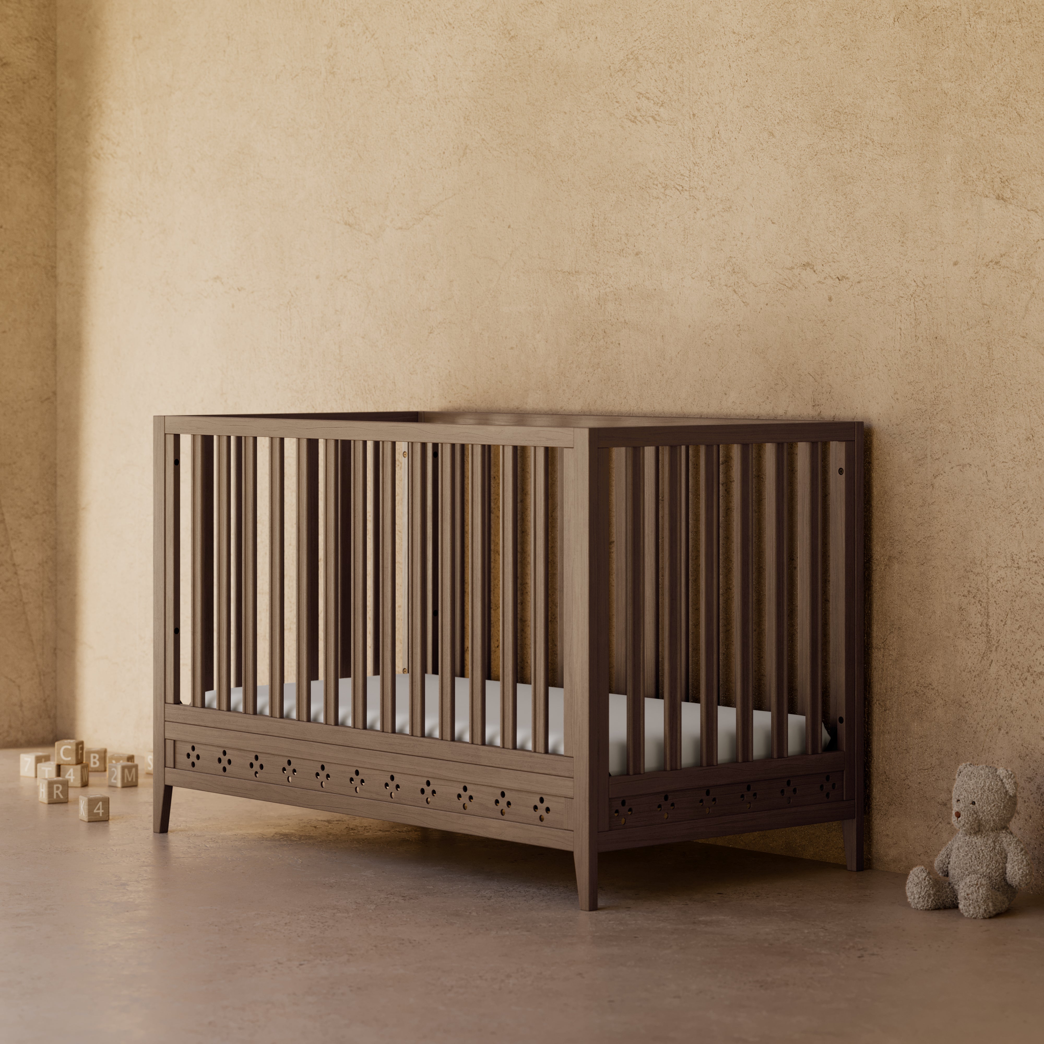 Mallorca hazelnut crib in a nursery