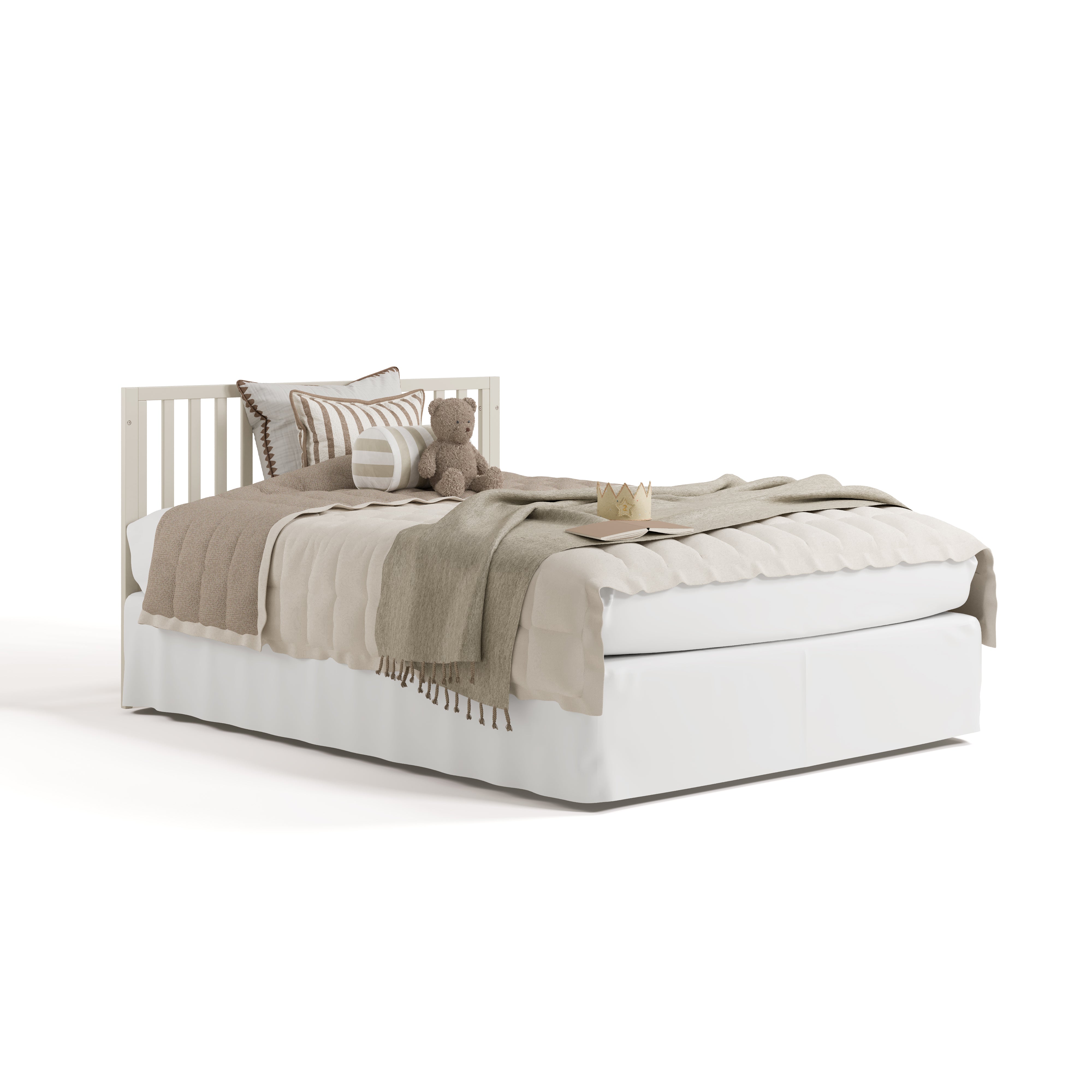 Mallorca frosted oat crib converted to full bed