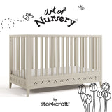 Mallorca frosted oat crib with black doodles overlaid on image