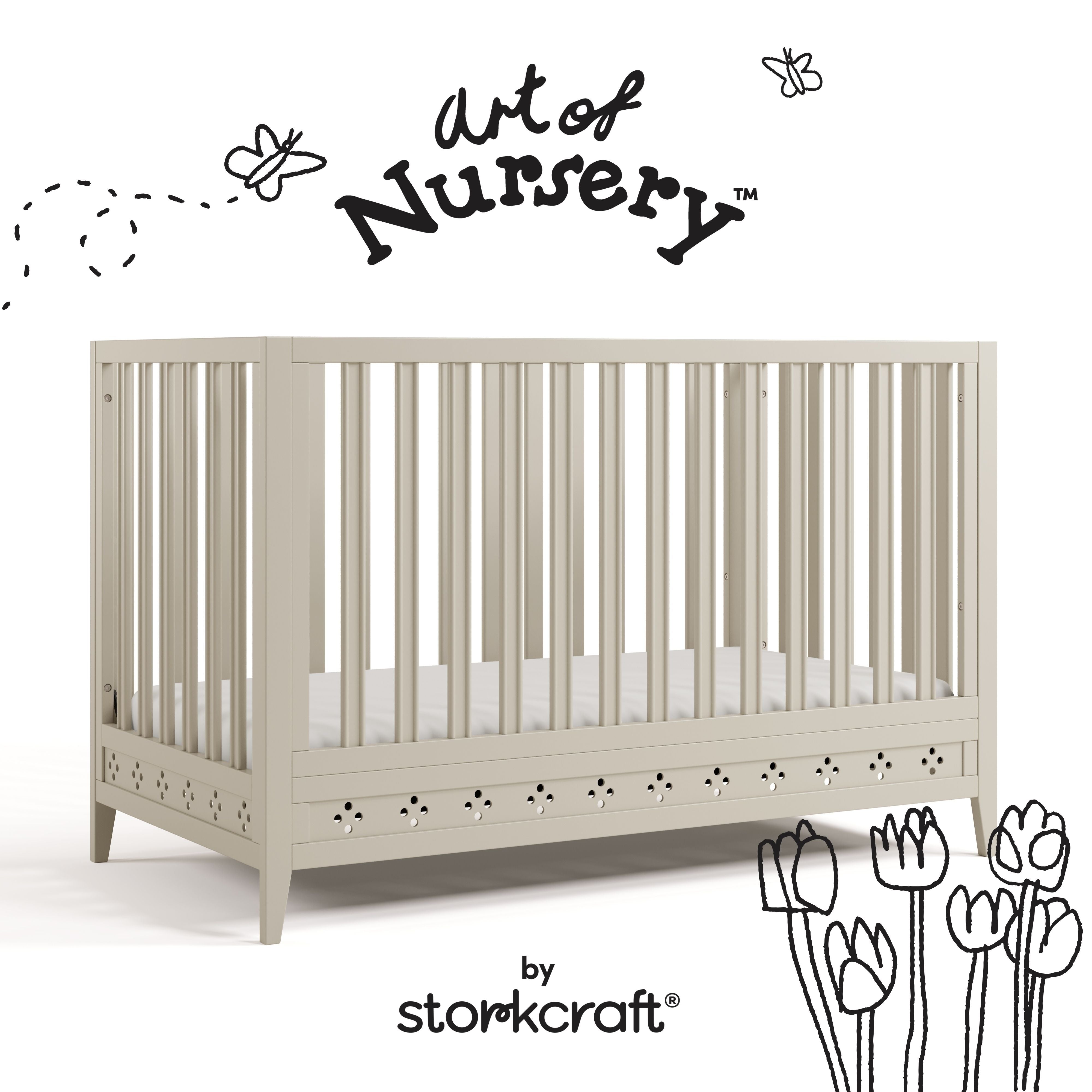 Mallorca frosted oat crib with black doodles overlaid on image