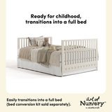 Mallorca frosted oat crib full bed conversion callout