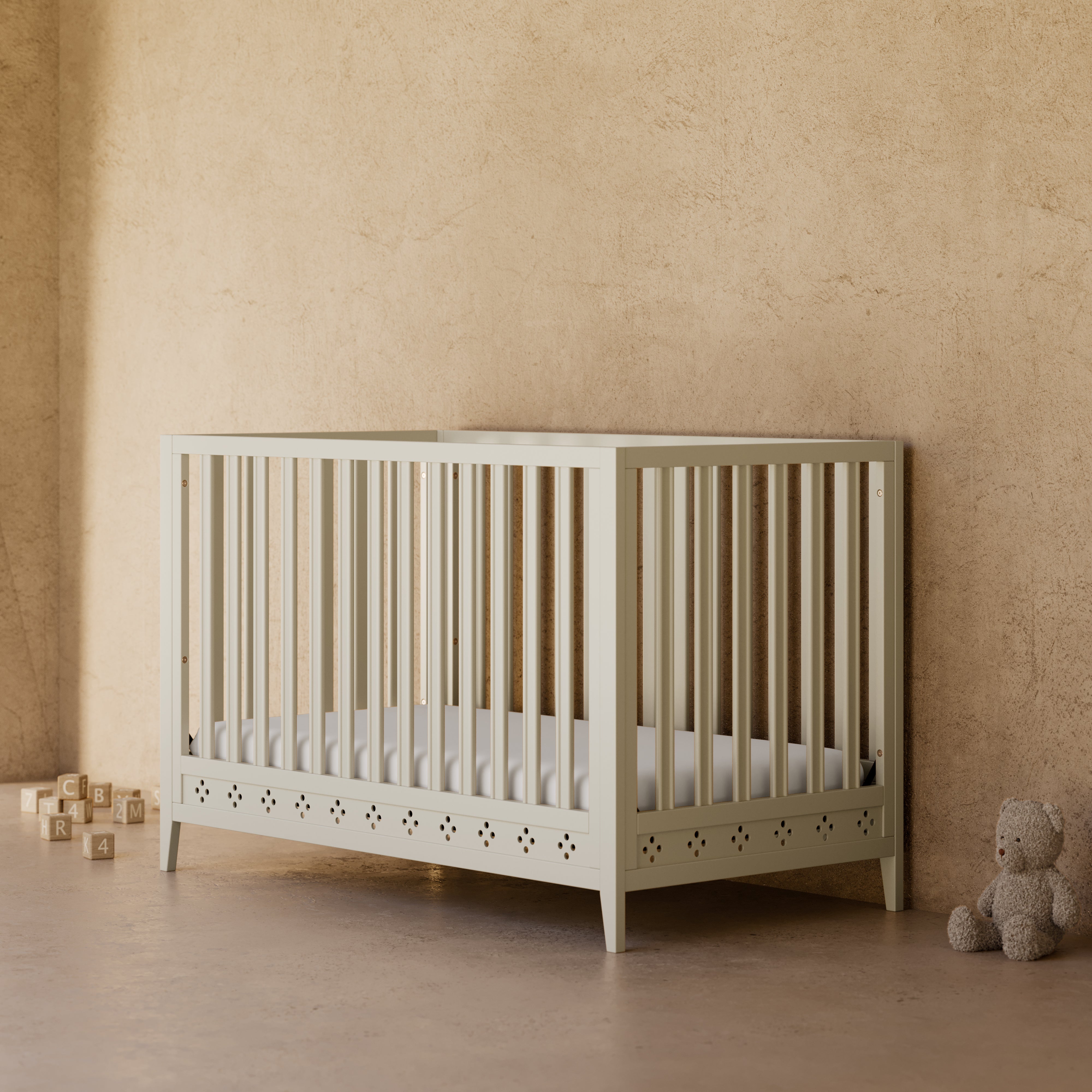 Storkcraft Mallorca 5-in-1 Convertible Crib in Frosted Oat