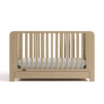 Read-with-Me driftwood crib with drawer front view