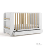 Read-with-me white with driftwood crib with 2024 Graco copyright on bottom right