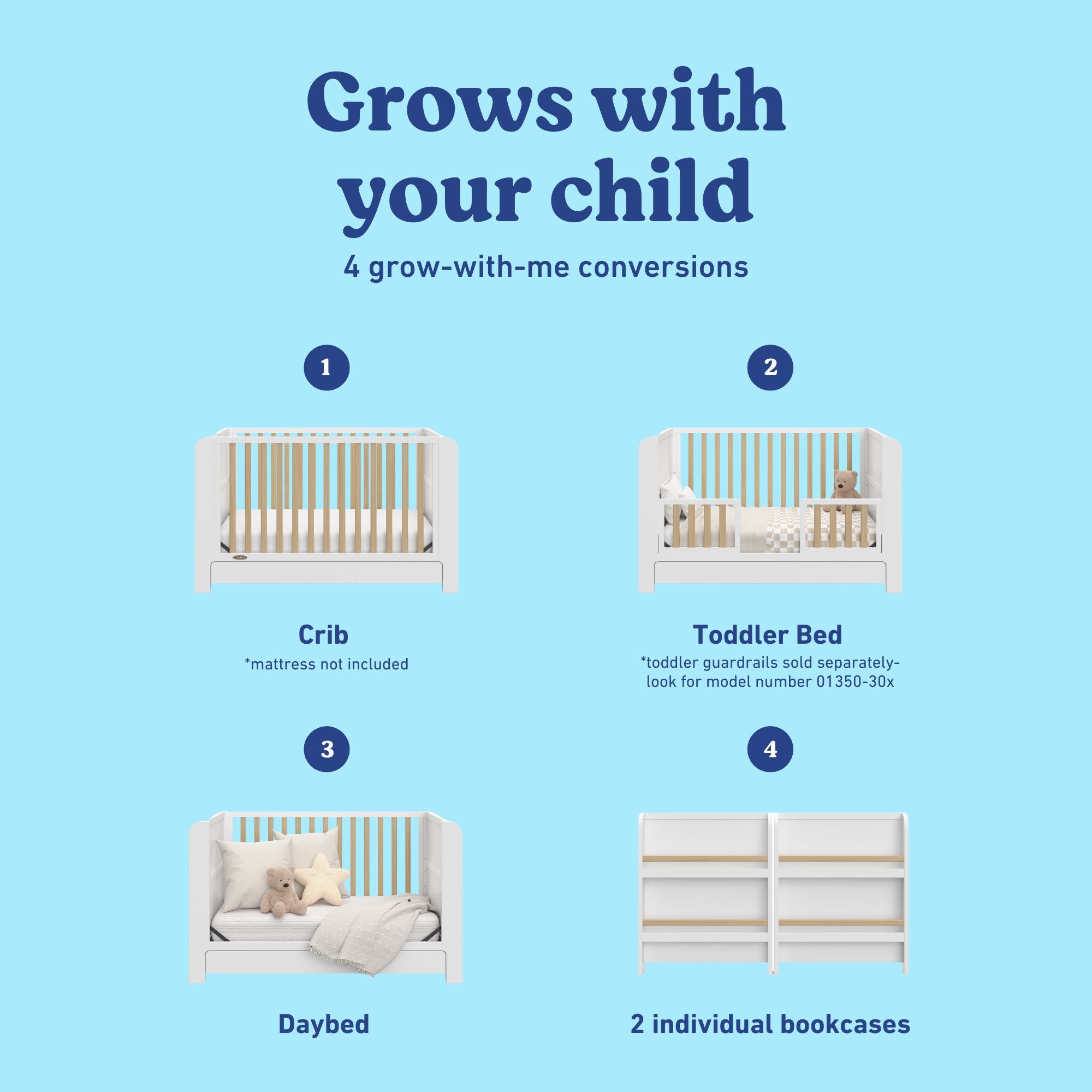 Read-with-me white with driftwood crib conversions callout