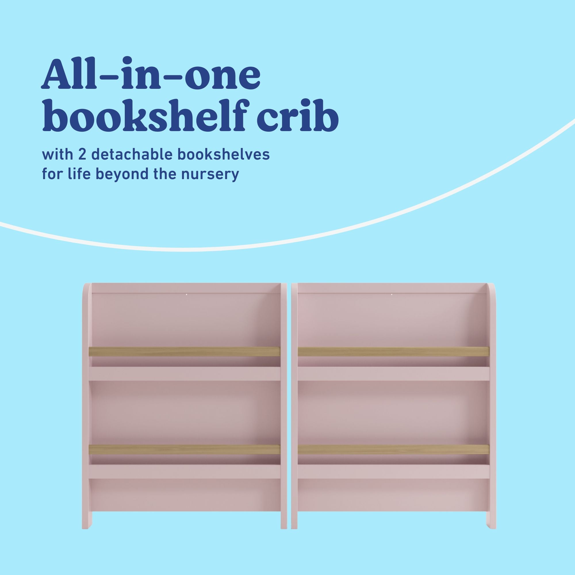 Read-with-me blush with driftwood crib bookshelves callout