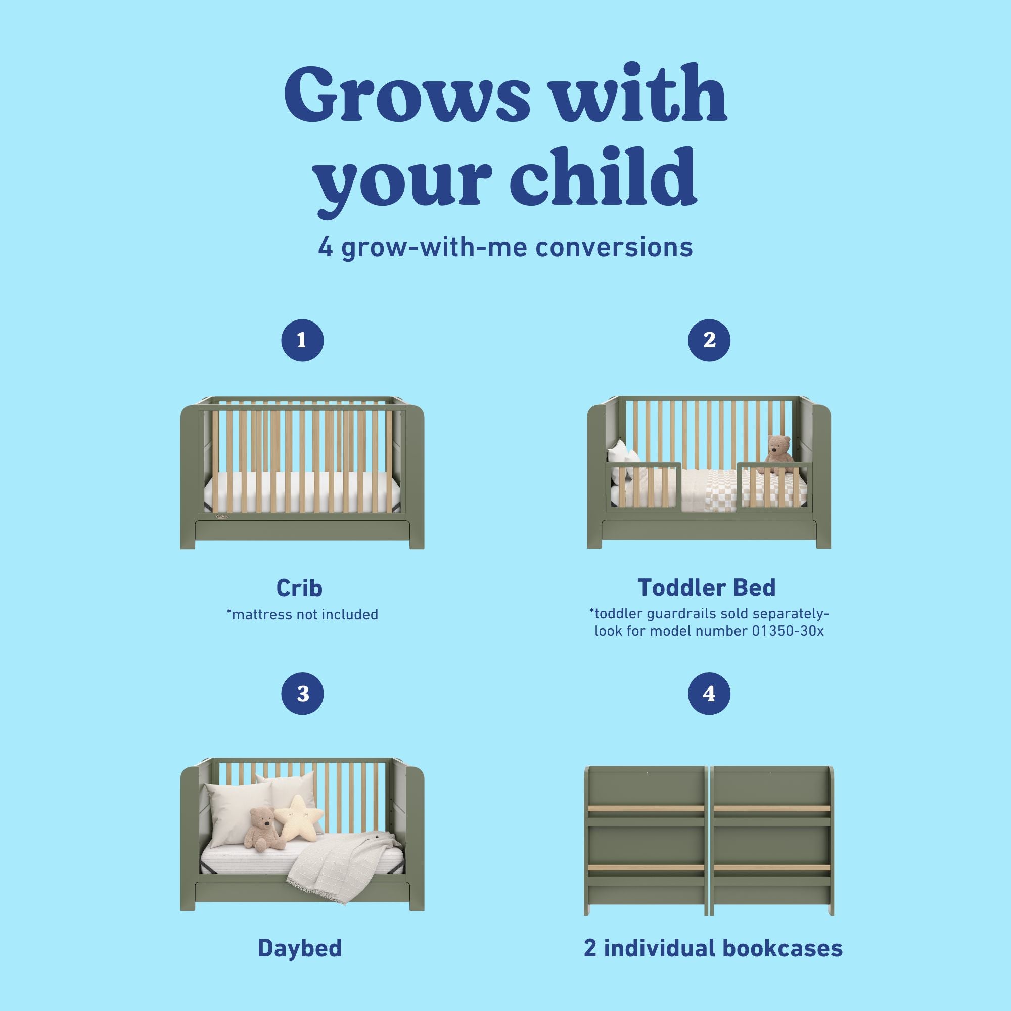 Read-with-me olive with driftwood crib conversions callout