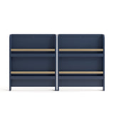 Read-with-me midnight blue with driftwood crib converted to two bookshelves