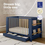 Read-with-me midnight blue with driftwood crib awards callout