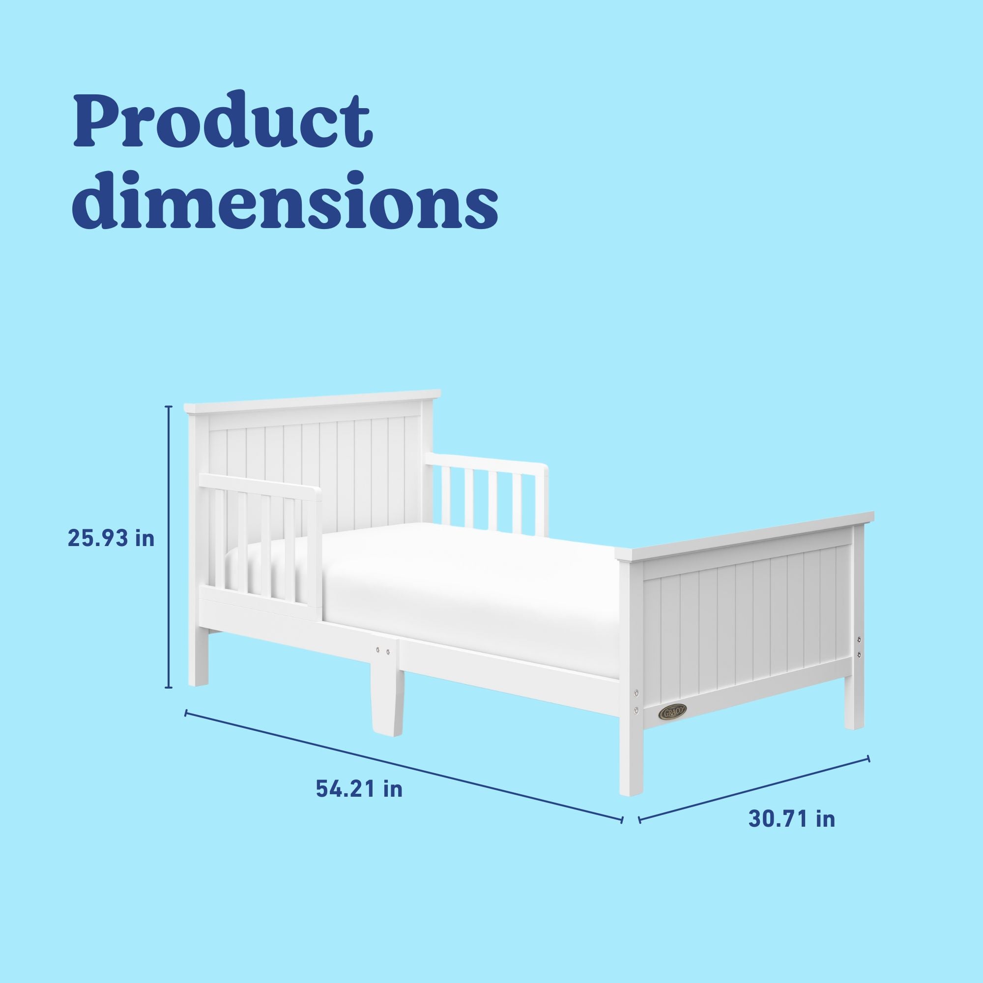 Graco Bailey white toddler bed with dimensions