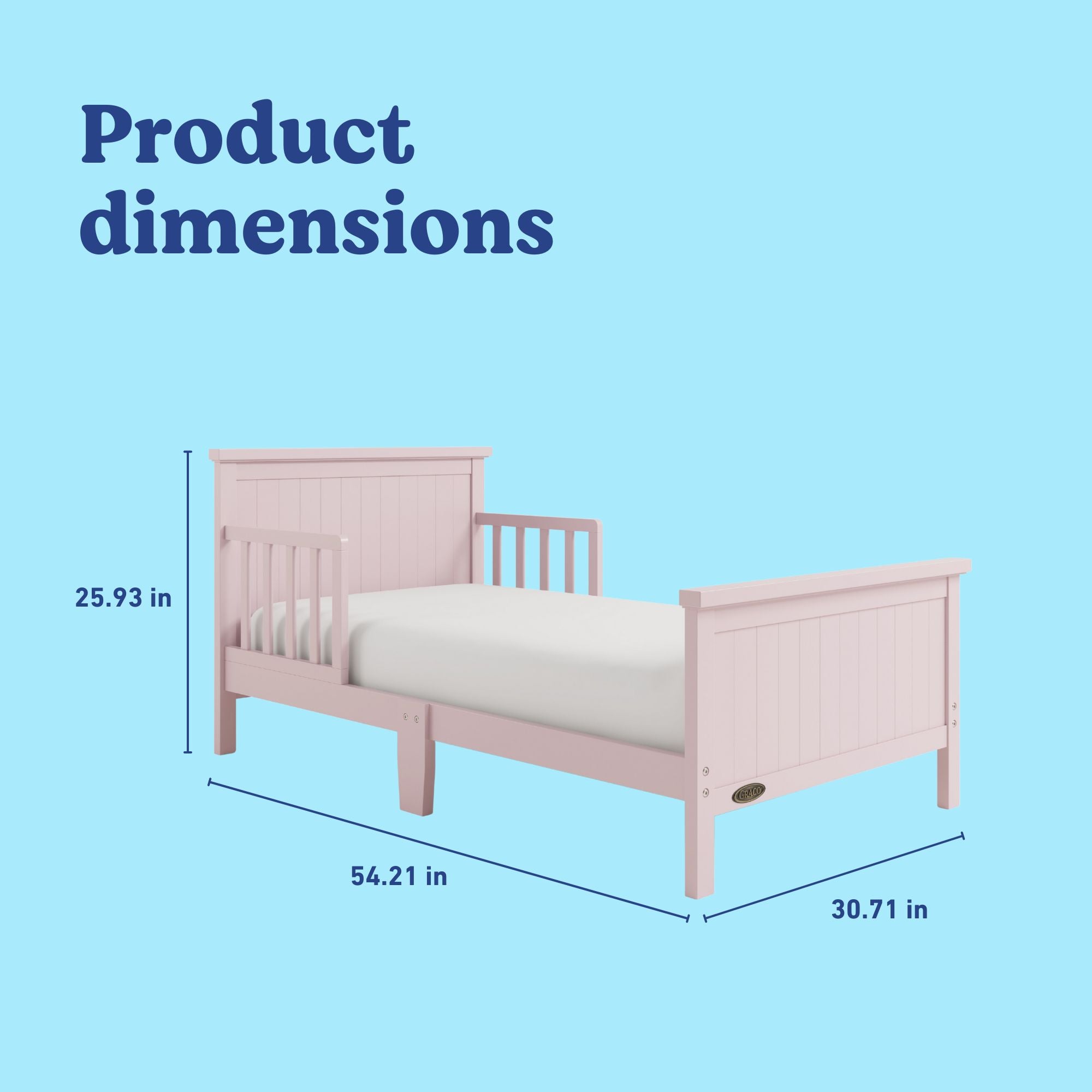 Graco Bailey blush toddler bed with dimensions